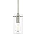 Effimero Small Hanging Pendant Light | Brushed Nickel Kitchen Island Light, Clear Glass Shade LL-P311-BN