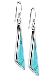 Sterling Silver Turquoise Inlay Drop Earrings 1.2
