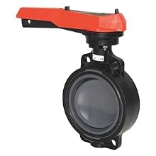 GF Piping Systems PVC Butterfly Valve, Hand Lever with Ratchet Settings, EPDM Seal, 6"