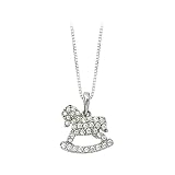 Sterling Silver Cubic Zirconia Rocking Horse Pendant with Chain