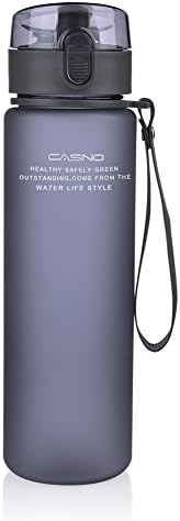 CoolingTech BPA-Free 18-Ounce Flip Top Plastic Sports Water Bottle for Gym, Yoga, Running, Cycling, Camping and Outdoors Sports water bottles, Gray