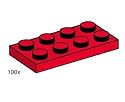 Lego Building Accessories, 2x4 Red Plates - Bulk Pack Bricks, 100 pcs.