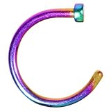 18 Gauge 5/16" Rainbow Anodized Titanium Nose Hoop
