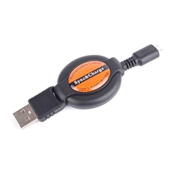 DURAGADGET câble de synchronisation rétractable USB - mini USB petit et compact pour lecteur de livre électronique Kobo Glo 6