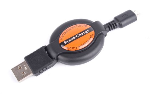 DURAGADGET Câble de synchronisation USB rétractable pour les nouveaux lecteurs de livre électronique Kindle 4, Kindle Touch / Touch 3G, Amazon Kindle 3 WIFI / 3G+WIFI / Kindle Keyboard / Keyboard 3G, Kindle Paperwhite et tablettes Kindle Fire et Kindle Fire HD (sortie 2012)