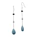 Sterling Silver Blue Pear Shaped Agate and Crystal Long Linear Drop French Wire Earrings