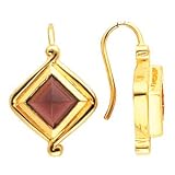 14K Yellow Gold Cabochon Mozambique Garnet Earrings
