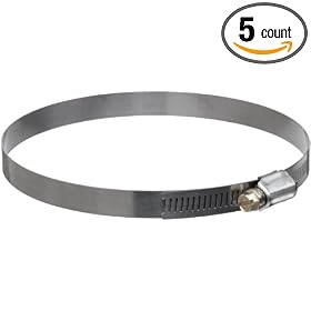 Murray Worm-Gear Stainless Steel Hose Clamp withZinc Plt Screw, 5.06"-6", 1/2"W, 30-40" Lbs (Pack of 5)>