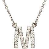 14k White Gold Diamond M Alphabet Initial Letter Necklace (GH Color, I1 Clarity, 1/5 Cttw)