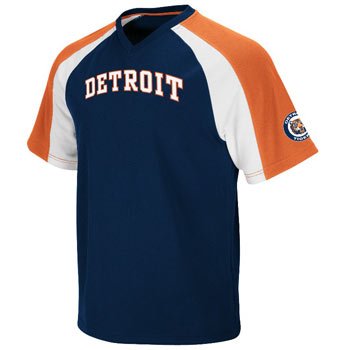 Detroit Tigers Majestic Cooperstown Navy V-Neck Crusader Jersey - L