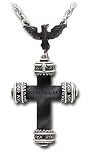 Nevermore Cross Pendant Necklace With Raven