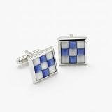 Onyx Designer Cufflinks - Blue / White Squares