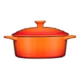 Premier Housewares 25.5 x 20.5 x 12 cm Stoneware Casserole Dish with Lid, Orange