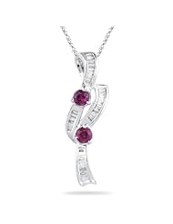 0.27 Cts Diamond & 0.41 Cts Ruby Pendant in 18K White Gold