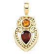 14K Yellow Gold Citrine and Mozambique Garnet Pendant
