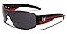 Khan Metal Wire Rim Frame Men's Sport Shield Sunglasses - Black & Red