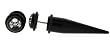 Black Acrylic Faux Expander - Skull Logo - 16g Stud Wire - 00g Fake Plug - Sold as a Pair
