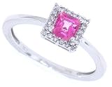 31p0m5%2BrRtL. SL160  0.45ct Princess Cut Pink Topaz and Diamond Gemstone Ring in 10kt White Gold