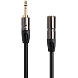 PlugLug 3.5mm Male to 3.5mm Female Stereo Audio Cable (8 Feet Black) - New Design accommodates iPhone, iPad, itouch, Smartphones and MP3 cases