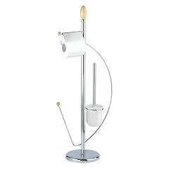 Wenko 15856100 Exclusiv Stand WC-Garnitur Vidare - mit Ersatzrollenhalter, Chrom, Holz, 30 x 83 x 19 cm
