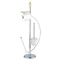 Wenko 15856100 Exclusiv Stand WC-Garnitur Vidare - mit Ersatzrollenhalter, Chrom, Holz, 30 x 83 x 19 cm