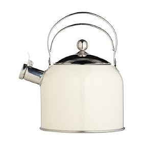 Kitchen Craft 2.3 L Classic Collection Whistling Kettle, Stainless Steel, Cream
