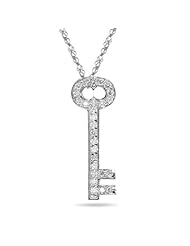 0.27 Cts Diamond Key Pendant in 14K White Gold