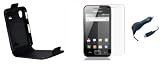Accessory MAster- NOIR Housse étui en Cuir pour Samsung Galaxy ACE avec ecran protecteur & Voiture Chargeur