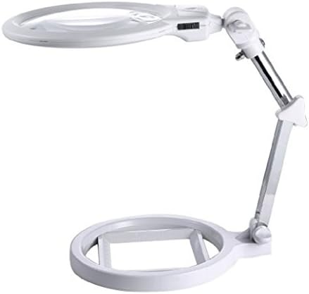 Foldable Magnification 6X 10X Illuminated Desktop Magnifier Loupe with 2 LED Lights Magnifying Glass Magnifying Lens