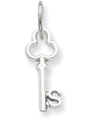 14k White Gold S Key Charm