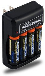 Power2000 110/220V AA Battery Charger with 4 High Capacity rechargeable Batteries