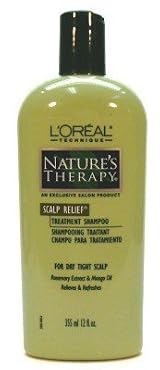 L'Oreal Nature's Therapy Scalp Relief Shampoo 12 oz. (Green) (3-Pack) with Free Nail File