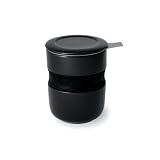 Curve Asian Style Tea Cup w/ Infuser & Lid - Black Grahite