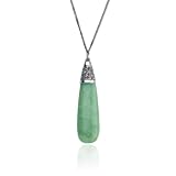 Sterling Silver Marcasite & Jade Linear Pendant, 18"
