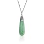 Sterling Silver Marcasite and Jade Linear Pendant, 18"