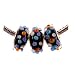 Murano Style Glass Lampwork Bump Bead Fits Pandora Black with Lt Blue, White, and Orange Dots, 14mm (3)