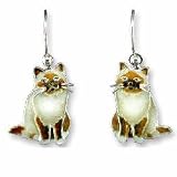 Clearly Charming Birman Sterling Silver and Enamel Earrings