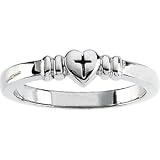 10K Yellow Gold Heart & Cross Ring - Size 6
