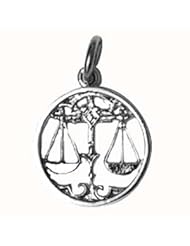 British Jewellery Workshops Silver 11mm pierced Zodiac pendant Libra