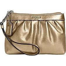 Coach Leather Small Leah Wristlet Cosmetic Case Bag 42350 Gold