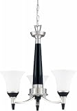 Nuvo Keen 3 Light 18" Chandelier With Satin White Glass Ebony & Brushed Nickel