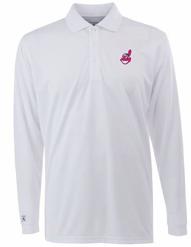Cleveland Indians Long Sleeve Polo Shirt (White) - Large
