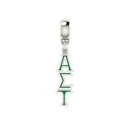 Alpha Sigma Tau Lavaliere Drop Charm. Solid Sterling Silver with Enamel