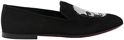 Kardinale Mens Black Suede Slip On W/Crystal Skull