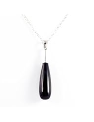 Original sterling silver 925 long drop onyx pendant 50mm. Comes with sterling silver chain 450 mm long. Designed and hand finished in France.
