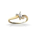 14K Yellow Gold Genuine Marquise White Topaz and Diamond Ring