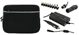 4n1 Combo - HP 2133-KX869AT 8.9-Inch AC and DC Adapter Charger - Home / Car / Airplane (Invisible Zipper Dual-Pocket - Black)