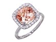 18k White Gold Cushion Cut Morganite & Diamond Ring Size 6 Ct.tw 2.45