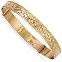 Jewelco London 9ct Flat diamond cut solid gold maiden's heavy weight expanding slave bangle ( 7.2g )