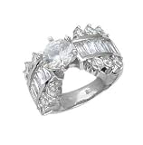 Sterling Silver Engagement Ring with Clear CZ - Size: 6-9
